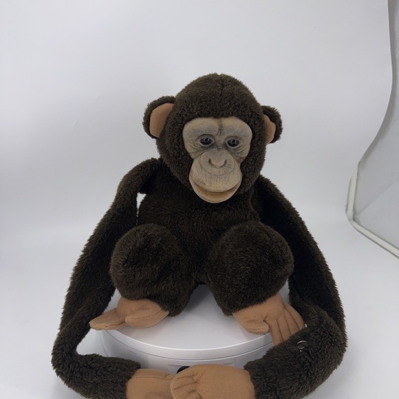 Vintage Child's Playmate Monkey Plush 15.5" Hand Puppet Squeaker 1984 Chimp - Picture 5 of 17